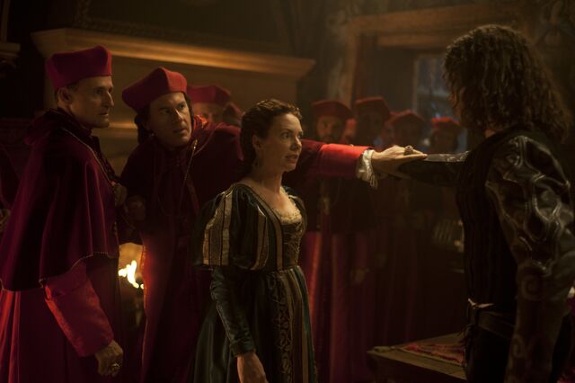 File:011 The Face of Death episode still of Giuliano Della Rovere, Ascanio Sforza, Vanozza Cattaneo and Cesare Borgia.jpg