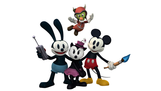 File:Oswald Ortensia Mickey and Gus . Epic Mickey 2 art.png