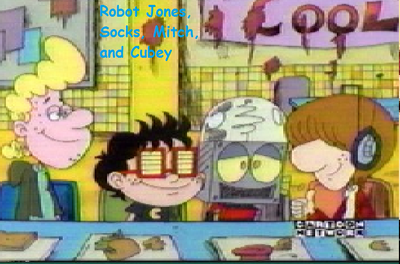 Robot Jones, Socks, Mitch, and Cubey,