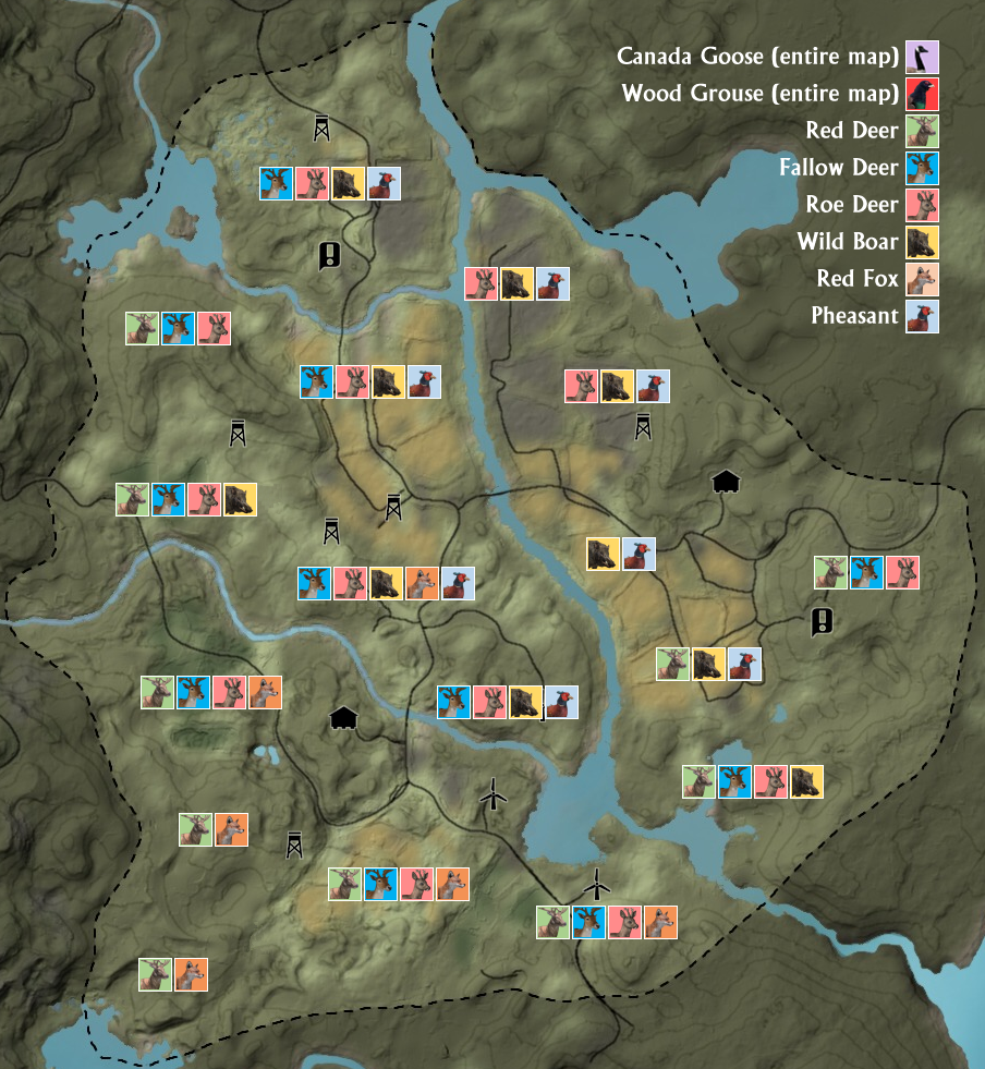 the hunter call of the wild hirschfelden animal map