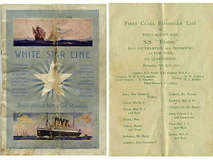 Titanic Brochure carried by Marian Thayer