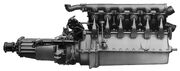 Lanchester six 38hp engine side view