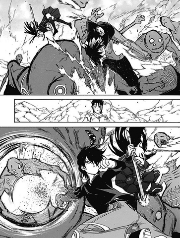 File:Rokuro and Benio fighting Impurities together.png