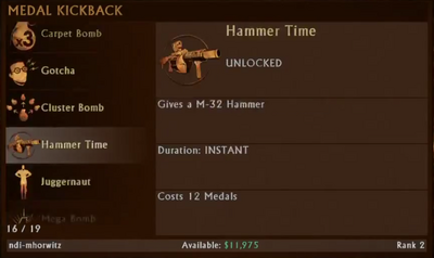 Hammer Time Selection Menu
