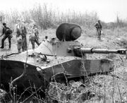 Destroyed PT76 tank at Ben Het