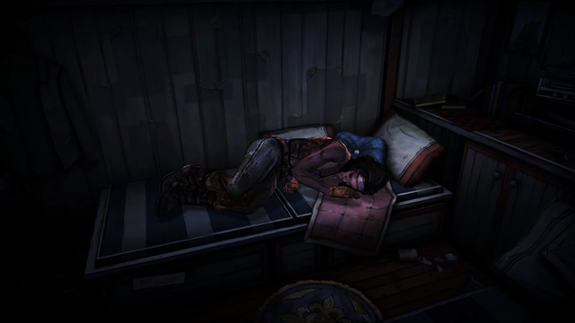 File:TWDM Michonne Sleeping.png