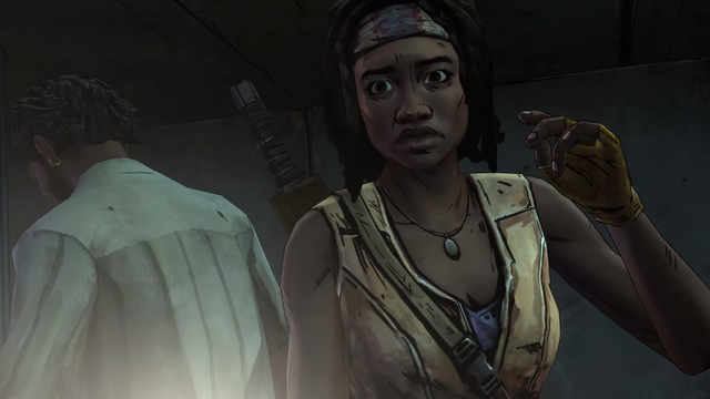 File:TWDM Michonne Apprehensive.png