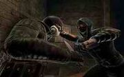 A picture from the game's promotional material showing a Nightmare and Wesley in close combat.