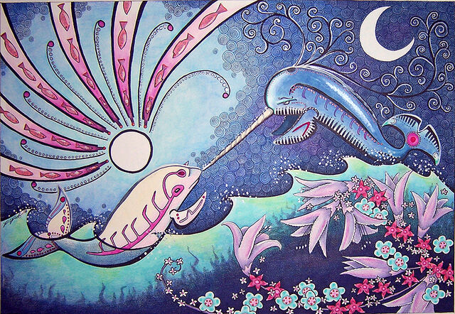 Plik:Beluga Goddess and Narwhal God by Ravenari.jpg