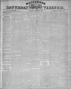 Baltimore Saturday Visiter, October 19, 1833, Prize tale