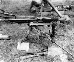 Captured MG 42 on Lafette tripod in the American sector, Normandy 1944