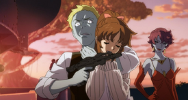 Holding Kiryu at Gunpoint