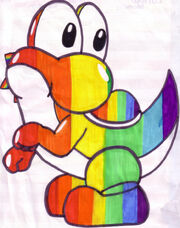 Rainbow Yoshi by sammy saur