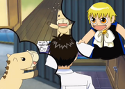 Ponygon le explica a Kiyomaro donde está Zatch.png