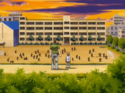 Shin y Eshros observan la escuela