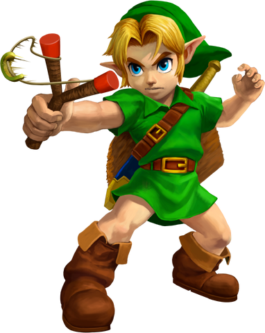 File:Ocarina of Time 3D Artwork Young Link wielding the Fairy Slingshot (Official Artwork).png