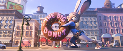 Judy saving Fru Fru from being crushed under The Big Donut sign